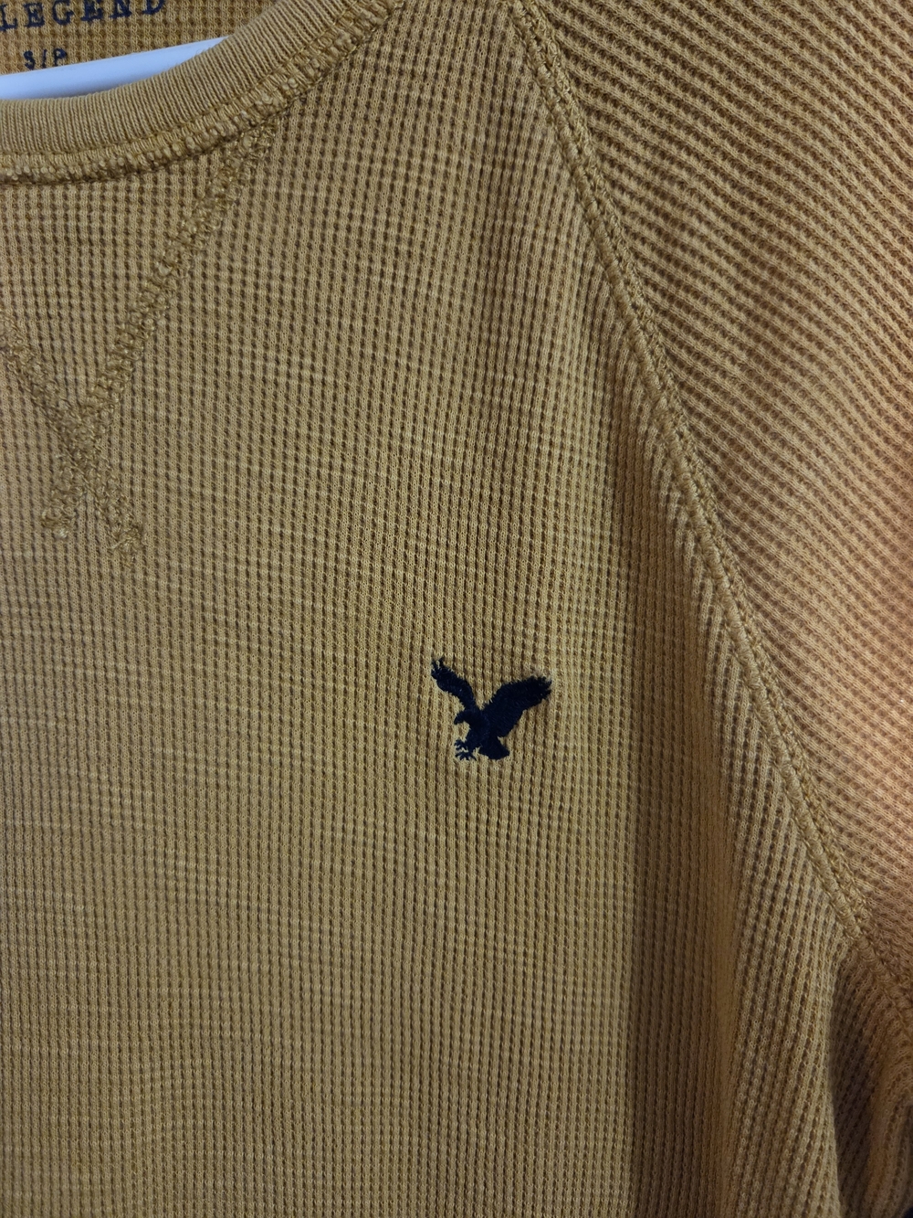 American Eagle Outfitters Waffle Crewneck Sweater - Mustard